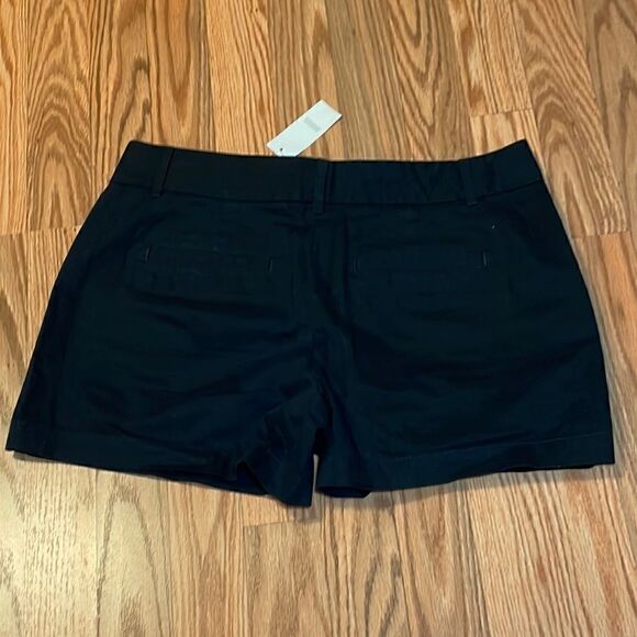 LOFT Black Cotton Chino Shorts, Flat Front, 4 - Picture 7 of 8